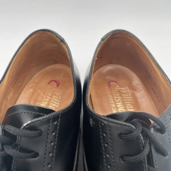William Chatsworth Black Wing‎ Tip Vintage Dress Shoes Made England 11D